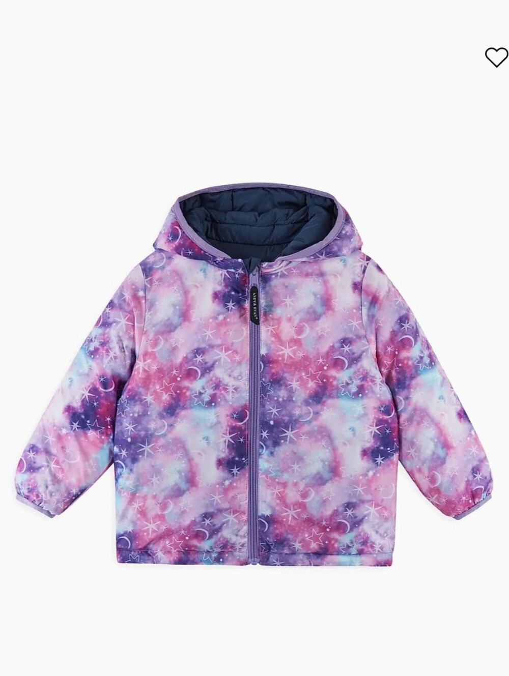 Andy & Evan Girls' Reversible Hooded Galaxy Puffer Jacket